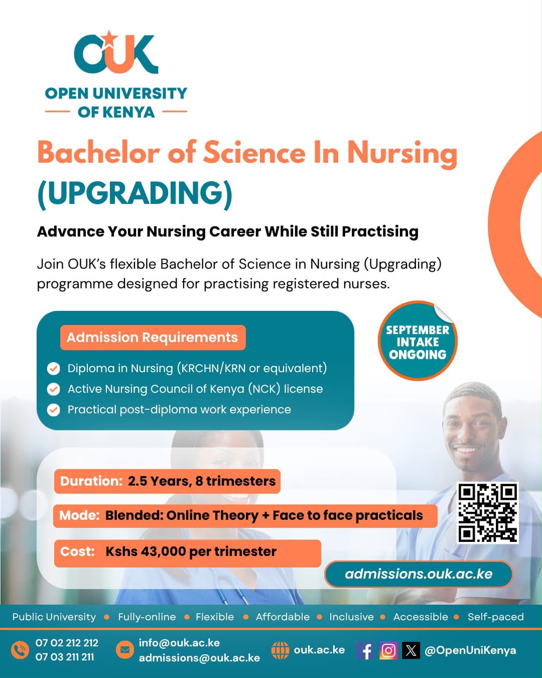 Official OUK Bachelor of Science in Nursing Upgrading programme poster